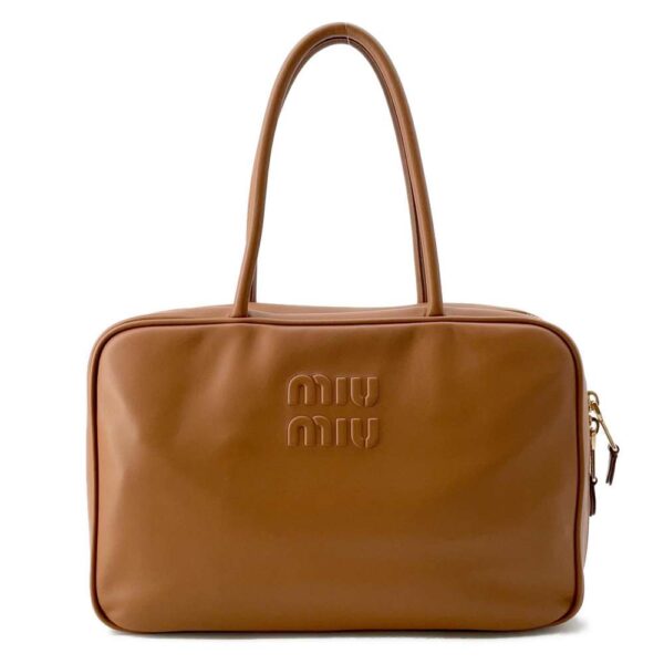 9792463 01 Miu Miu Bow Leather Bowling Bag