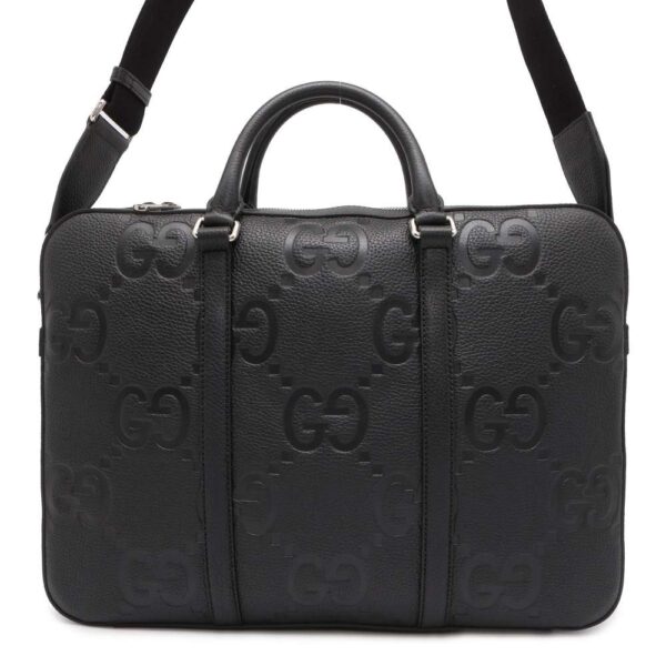 9793514 01 Gucci Jumbo GG Leather Briefcase Black