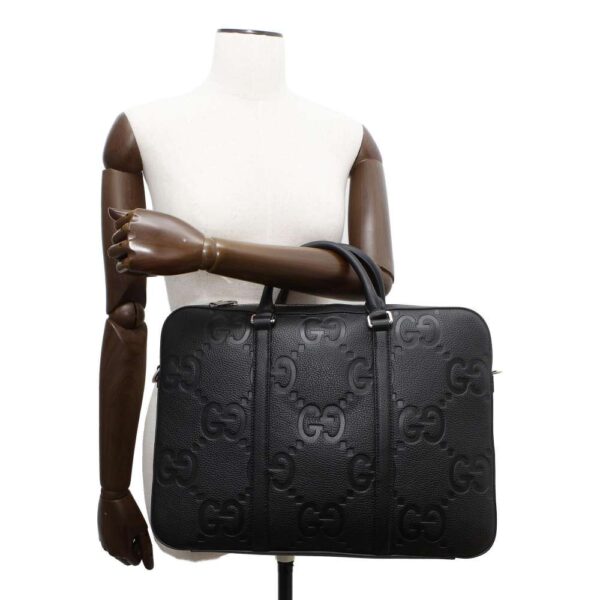 9793514 05 Gucci Jumbo GG Leather Briefcase Black