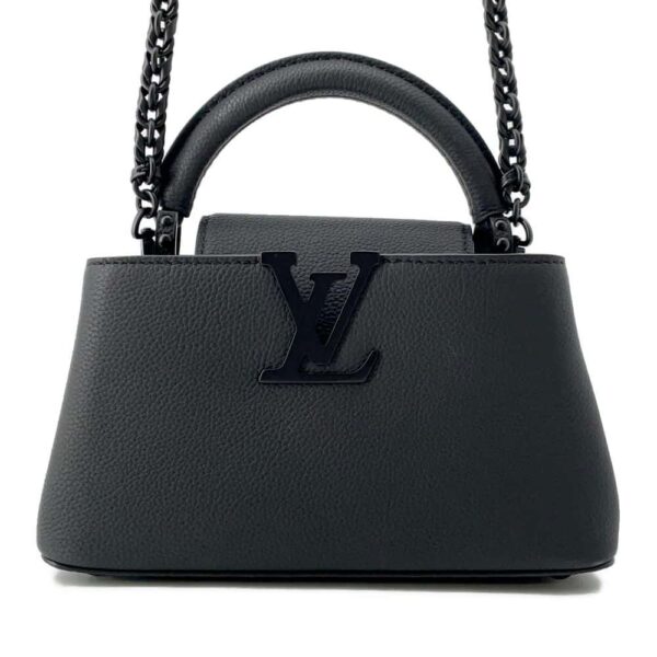 9799479 01 Louis Vuitton Capucines EW Mini Taurillon Leather Handbag Black