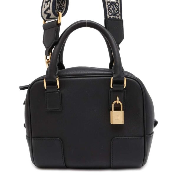 9799691 01 Loewe Amazona 16 Square Leather 2way Shoulder Bag Black