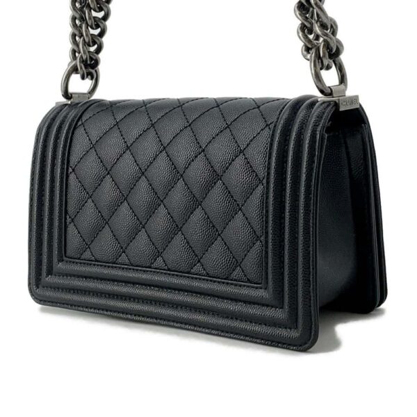 9800571 02 Chanel Boy Chanel Small Matelasse Coco Mark Caviar Skin Chain Shoulder Bag Black