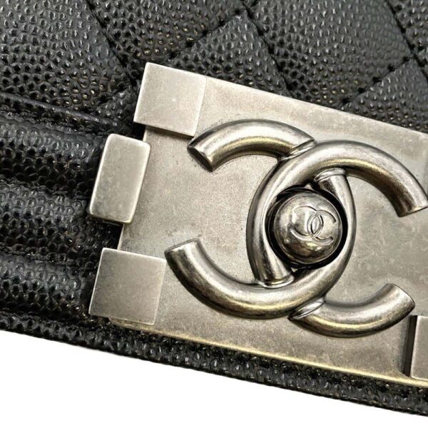 9800571 12 Chanel Boy Chanel Small Matelasse Coco Mark Caviar Skin Chain Shoulder Bag Black