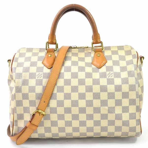 98006a Louis Vuitton Speedy Bandouliere 30 Bag Damier Canvas Azur White