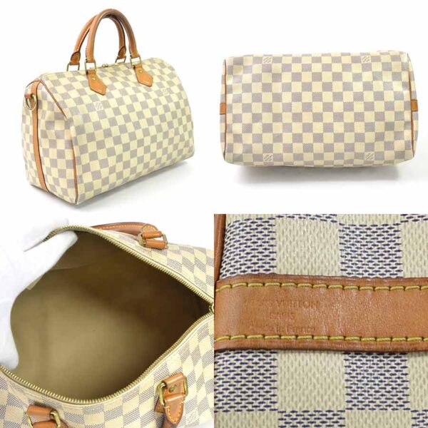 98006a 1 Louis Vuitton Speedy Bandouliere 30 Bag Damier Canvas Azur White