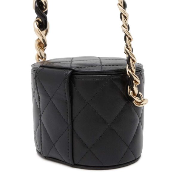 9801639 02 Chanel Matelasse Coco Mark Mini Vanity Lambskin Denim Chain Shoulder Bag Black