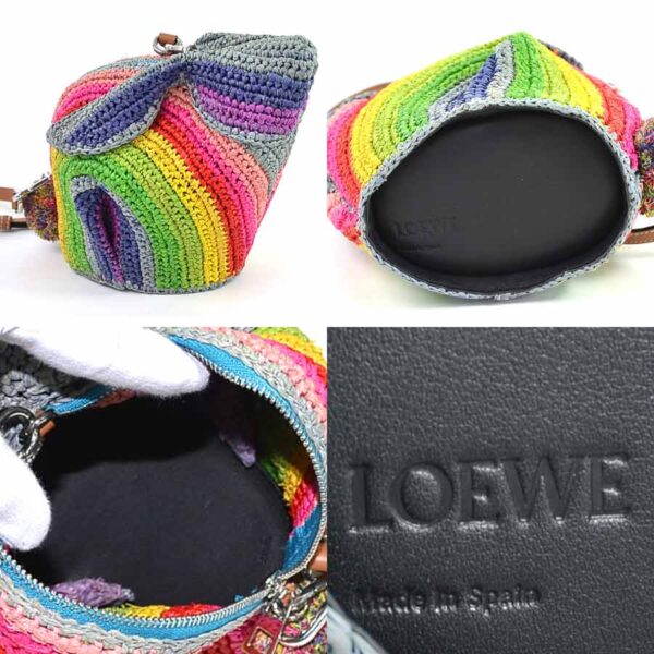 98019c 1 Loewe Paulas Bunny Raffia Calf Crossbody Shoulder Bag Rainbow Multicolor