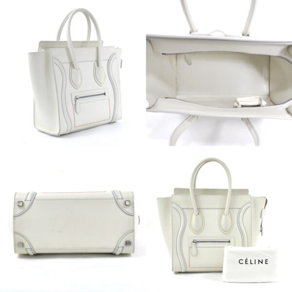 98030b 1 Celine Luggage Micro Shopper Bag Leather Cream White