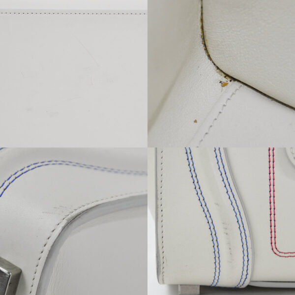 98030b 2 Celine Luggage Micro Shopper Bag Leather Cream White