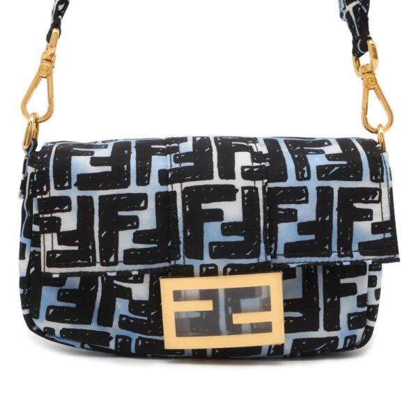 9803794 01 Fendi Zucca Baguette Mini Nylon Body Bag Black