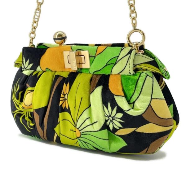 9803817 02 Fendi Peekaboo Click Small Velor Chain Shoulder Bag Floral