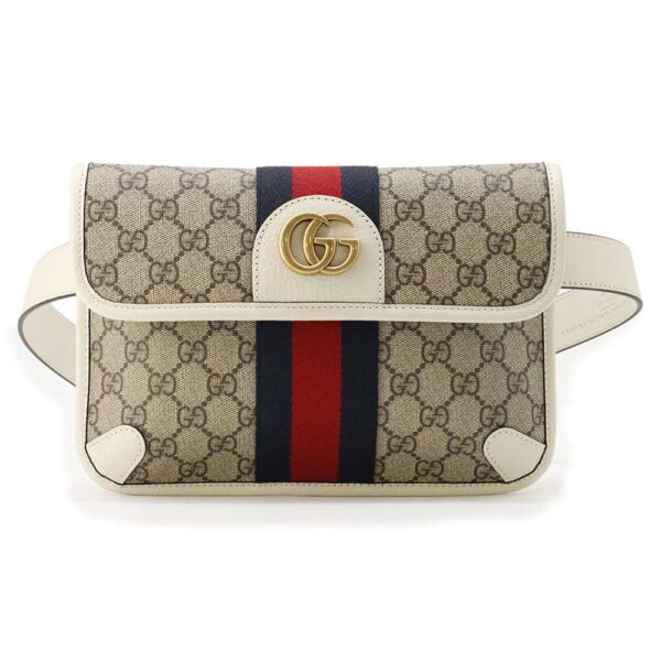 9805859 01 Gucci GG Supreme Leather Belt Bag Ophidia Waist Pouch White