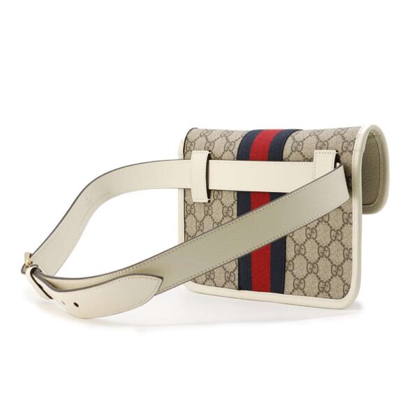 9805859 02 Gucci GG Supreme Leather Belt Bag Ophidia Waist Pouch White