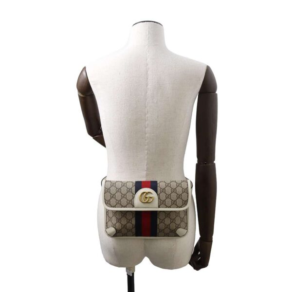 9805859 04 Gucci GG Supreme Leather Belt Bag Ophidia Waist Pouch White