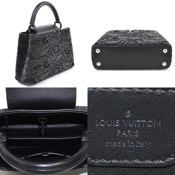 98061b 1 Louis Vuitton Capucines BB Handbag Velor Leather Black