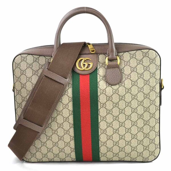 98063b Gucci Briefcase GG Supreme Canvas Beige