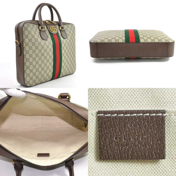 98063b 1 Gucci Briefcase GG Supreme Canvas Beige