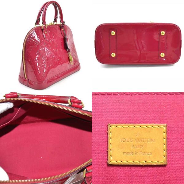 98079a 1 Louis Vuitton Alma PM Handbag Monogram Vernis Leather Rose Andian