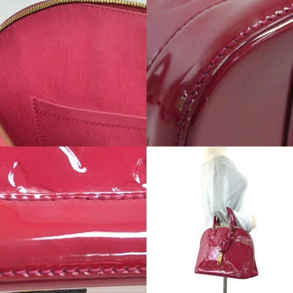 98079a 2 Louis Vuitton Alma PM Handbag Monogram Vernis Leather Rose Andian