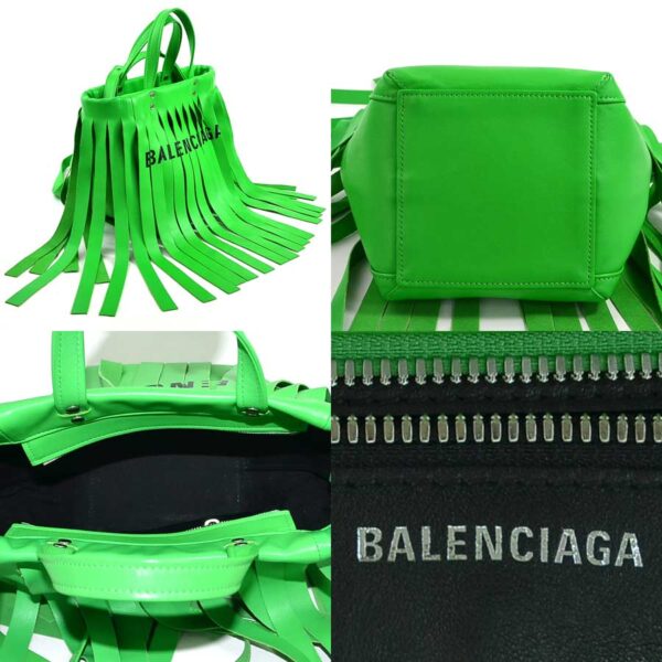 98081a 1 Balenciaga FRINGES Leather Shoulder Bag Green