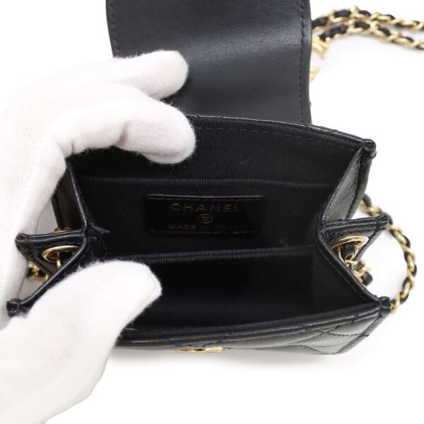 9808645 05 Chanel Mini Chain Clutch Matelasse Coco Mark Lambskin Bag Black