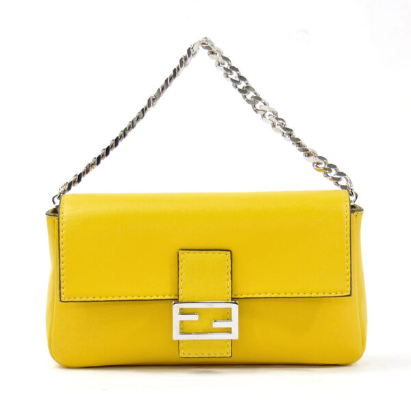 98103b Fendi 2Way Micro Baguette Bag Leather Yellow