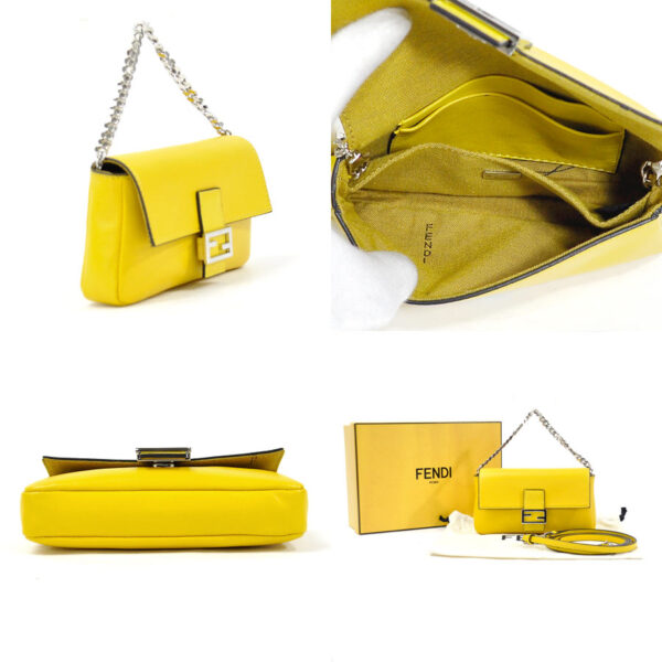 98103b 1 Fendi 2Way Micro Baguette Bag Leather Yellow