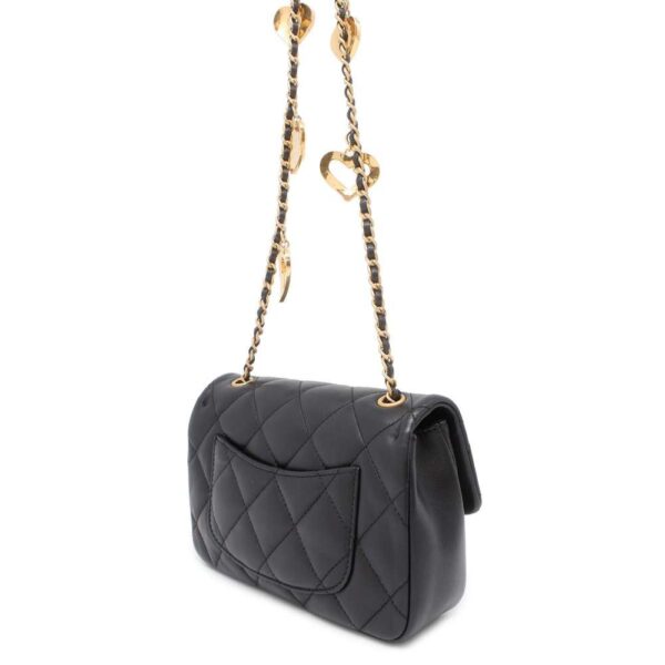 9810631 02 Chanel Mini Matelasse Heart Lambskin Chain Shoulder Bag Black