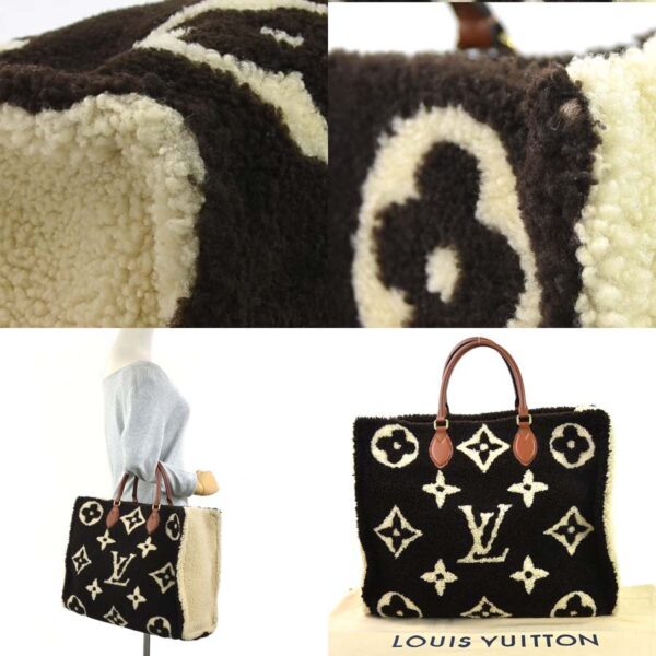 98107a 2 Louis Vuitton Teddy On the Go GM Shearling Brown Ivory