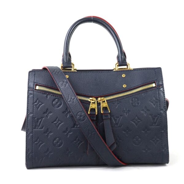 98111a Louis Vuitton Three PM Handbag Monogram Empreinte Leather Blue