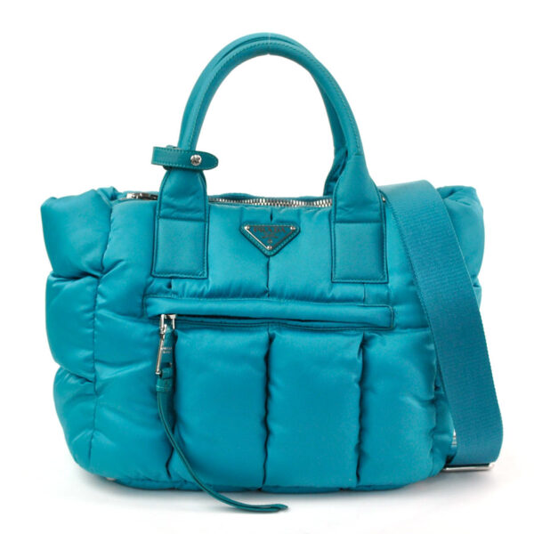 98116a Prada 2Way Handbag Tessuto Bomber Nylon Blue