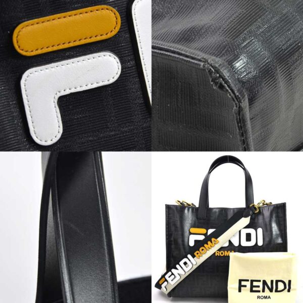 98140a 2 Fendi Tote Bag 2Way FILA Collaboration Canvas Black