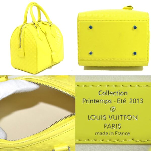 98143c 1 Louis Vuitton Speedy Cube PM Handbag Patent Leather Yellow