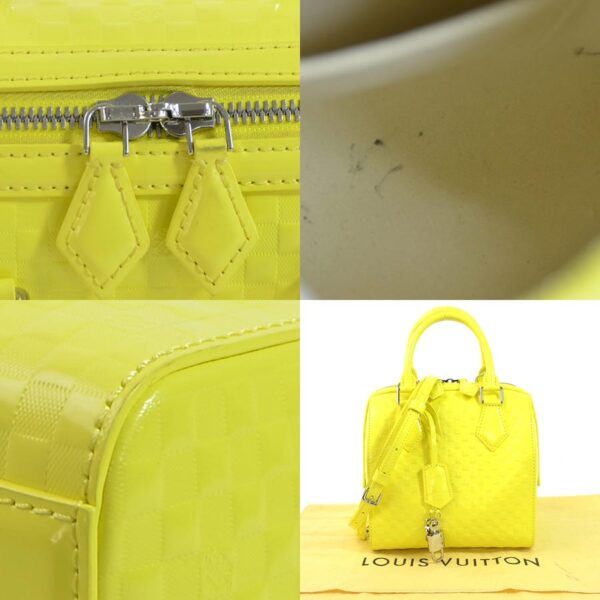 98143c 2 Louis Vuitton Speedy Cube PM Handbag Patent Leather Yellow