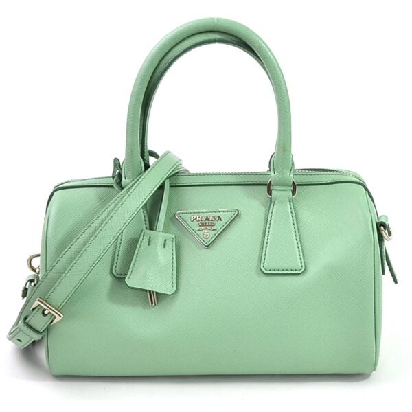 98153d Prada 2Way Handbag Triangle Saffiano Leather Green