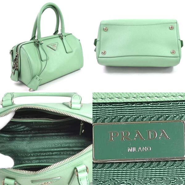 98153d 1 Prada 2Way Handbag Triangle Saffiano Leather Green