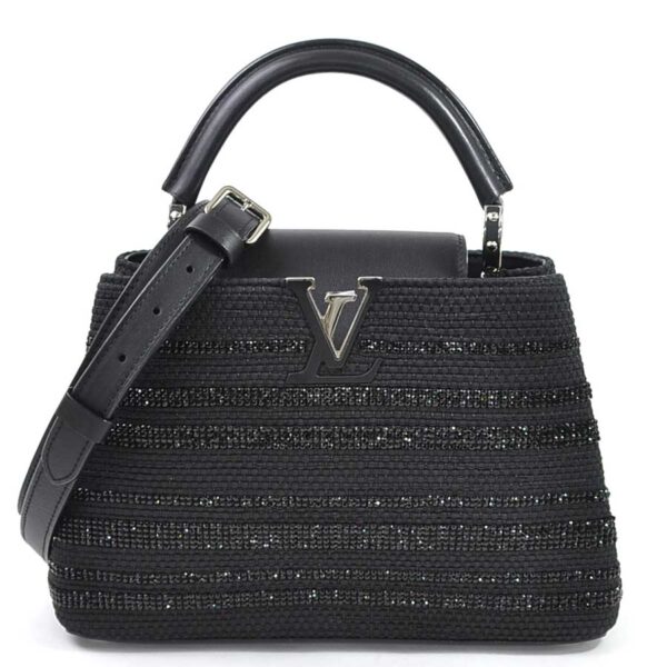 98154c Louis Vuitton Capucines BB Handbag Beads Black