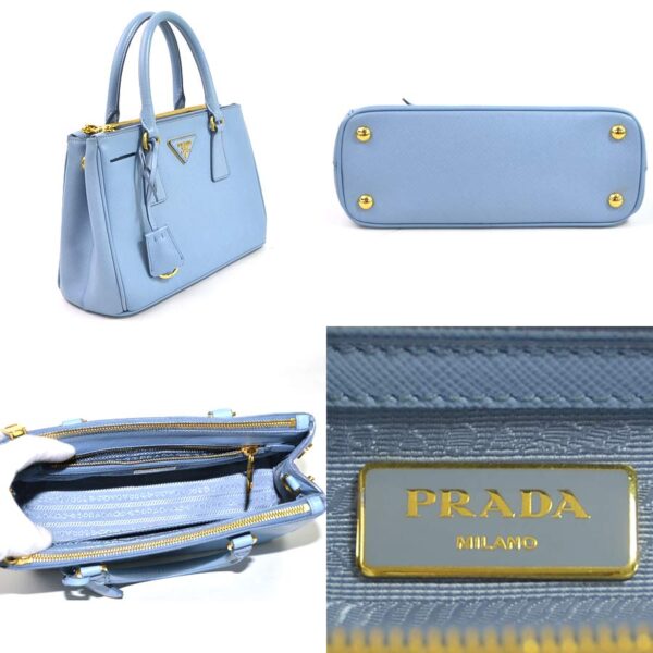 98156d 1 Prada 2Way Handbag Saffiano Lux Leather Blue