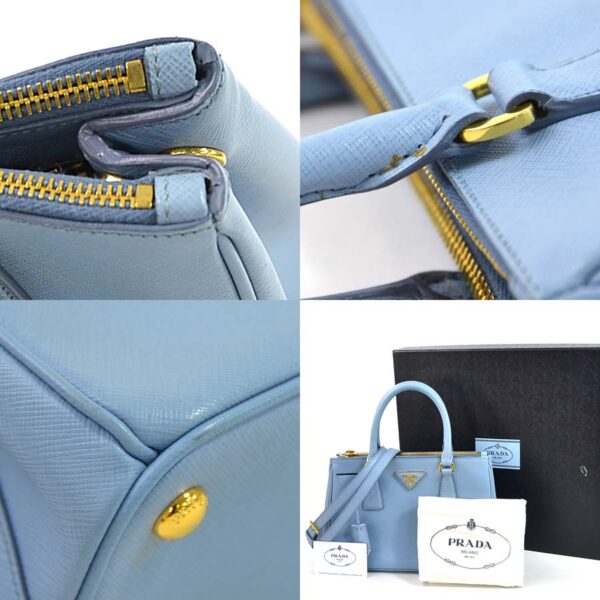 98156d 2 Prada 2Way Handbag Saffiano Lux Leather Blue