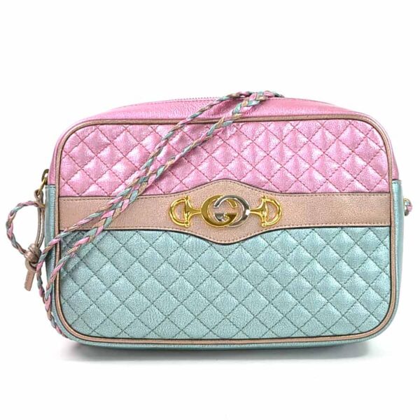 98168a Gucci Horsebit Shoulder Bag Laminated Leather Pink