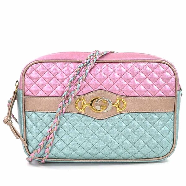 98169a Gucci Horsebit Shoulder Bag Laminated Leather Pink