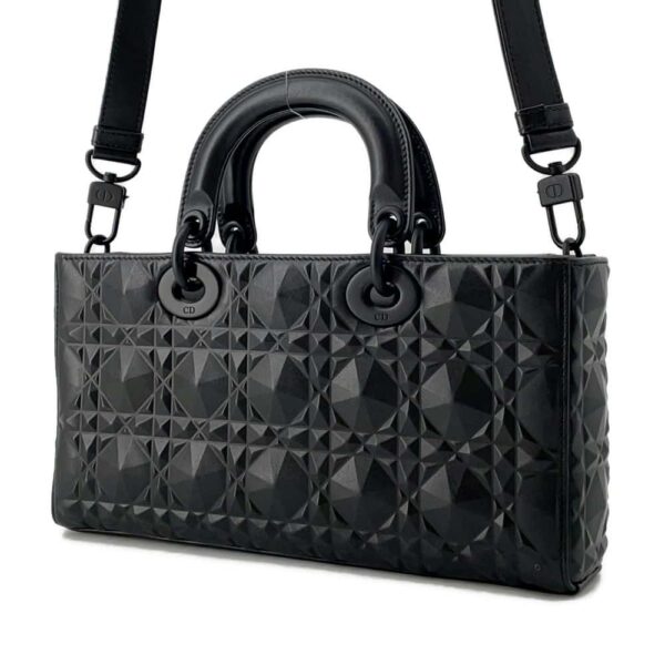 9817715 02 Christian Dior Lady Dejoy Medium Diamond Cannage Leather Handbag Black