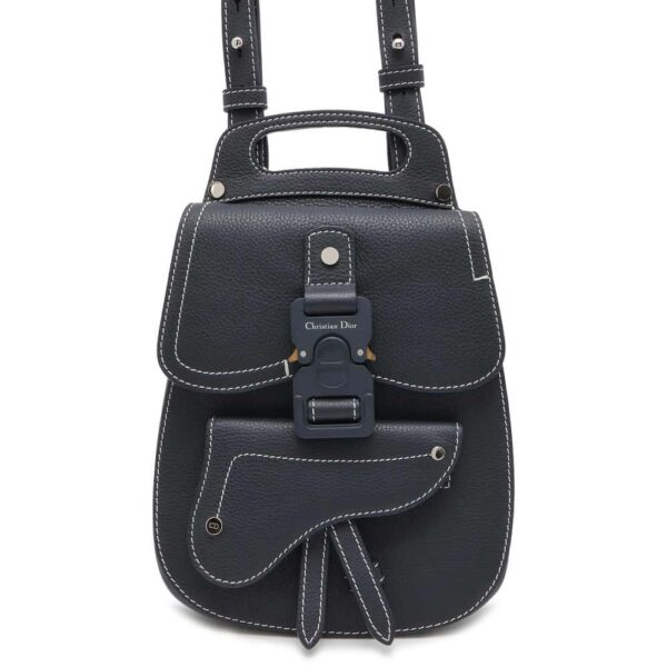 9817739 01 Christian Dior Gallop Saddle Leather Backpack Black