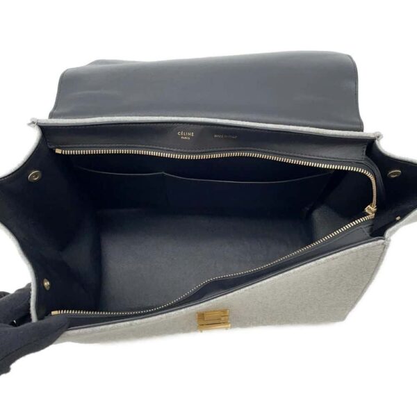 9817784 06 Celine Trapeze Felt Leather 2way Shoulder Bag Black