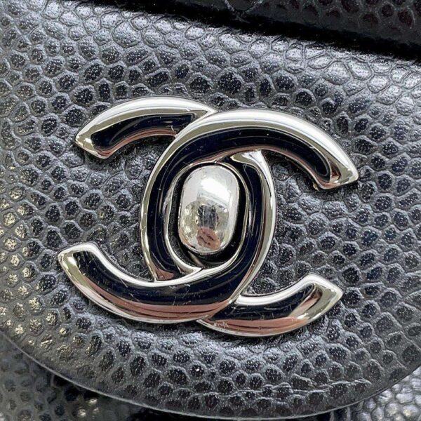 9818217 10 Chanel Matelasse Coco Mark Caviar Skin Mini Flap Chain Shoulder Bag Black