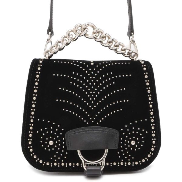 9819368 01 Miu Miu Handbag Studded Chain Handle Velour Black