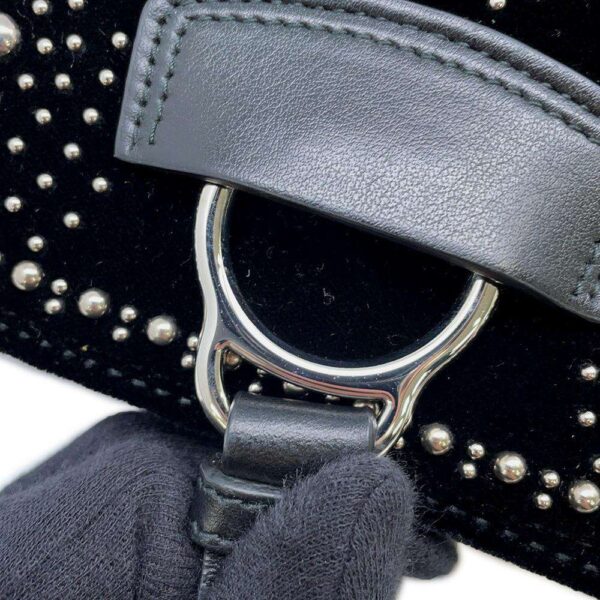 9819368 09 Miu Miu Handbag Studded Chain Handle Velour Black