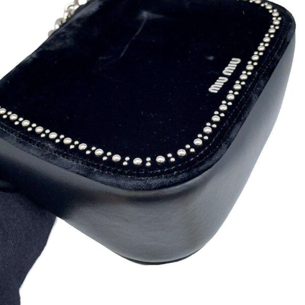 9819368 15 Miu Miu Handbag Studded Chain Handle Velour Black