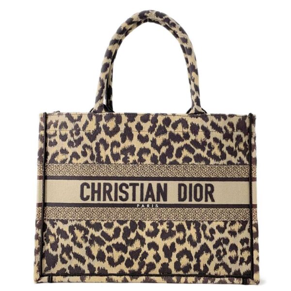 9819511 01 Christian Dior Book Tote Leopard Medium Canvas Tote Bag Leopard