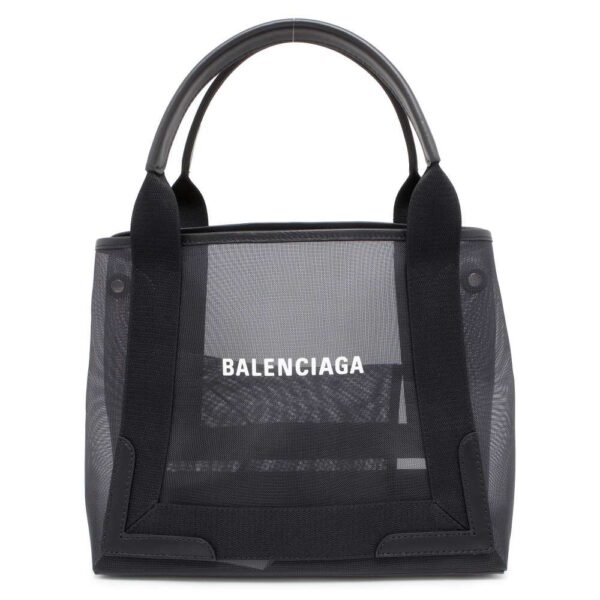 9819719 01 Balenciaga Blue Cabas S Mesh Tote Bag Black